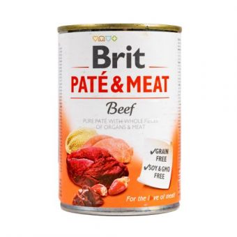 Влажный корм Brit Care Pate & Meat для собак, с говядиной и индейкой, 400 г