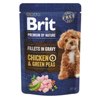 Корм влажный Brit Premium Fillets in Gravy Chicken & Green Peas для собак малых пород филе в соусе курица и горошек 85 г