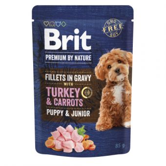 Корм влажный Brit Premium Fillets in Gravy Turkey & Carrots Puppy для щенков малых пород филе в соусе индейка и морковь 85 г