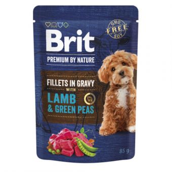 Корм вологий Brit Premium Fillets in Gravy Lamb & Green Peas для собак малих порід філе в соусі ягня і зелений горошок 85 г