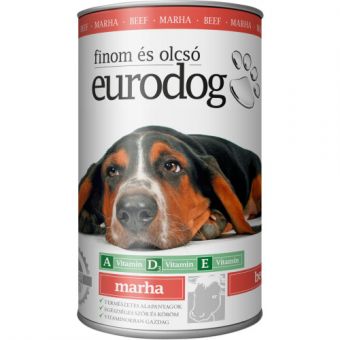 Корм вологий EuroDog Beef для собак шматочки в желе з яловичиною 1,24 кг