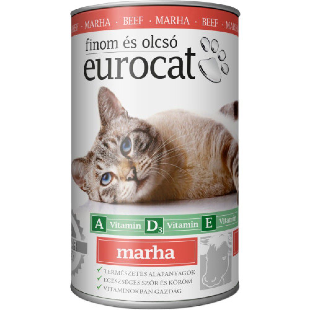 Корм влажный EuroCat Beef для котов кусочки в желе с говядиной 415 г