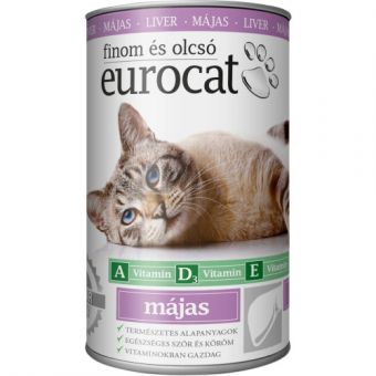 Корм влажный EuroCat Liver для котов кусочки в желе с печенью 415 г