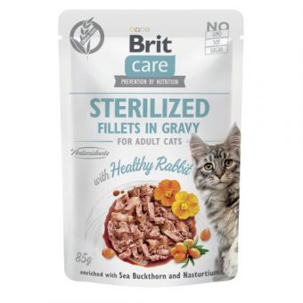 Корм влажный для стерилизованных кошек Brit Care Cat Sterilized филе в соусе с кроликом, пауч, 85 г