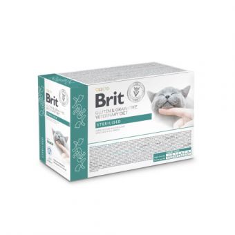 Корм вологий для котів Brit GF VetDiet Care Sterilised з лососем, 12 x 85 г