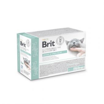 Корм влажный для кошек Brit GF VetDiet Urinary and Stress Relief с индейкой, 12 x 85 г