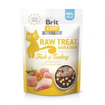 Ласощі для котів Brit Raw Treat Hair & Skin Freeze-dried з рибою та індичкою, 40 г