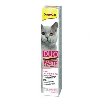 Паста для кошек с чувствительным пищеварением GimCat DUO PASTE Anti-hairboll malt with chicken мальт и курица, 50 г