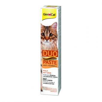 Паста для кошек с чувствительным пищеварением GimCat DUO PASTE Anti-hairboll malt with cheese мальт и сыр, 50 г