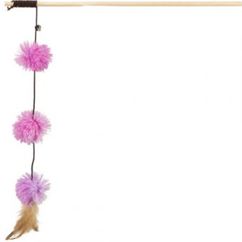 Игрушка для кошек Trixie палочка с помпонами дерево плюш, 40 см