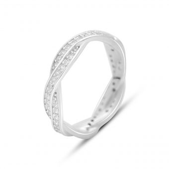 Серебряное кольцо с фианитами, вес изделия 3,47 гр (2150404) 18 размер