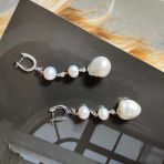 Срібні сережки з натуральним барочним жемчугом (2128397)