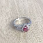 Серебряное кольцо с натуральным рубином, вес изделия 4,28 гр (0435541) 17 размер