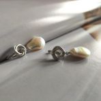 Срібні сережки з натуральним барочним перлом (2122142)