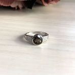 Серебряное кольцо с натуральным раухтопазом (дымчатым кварцем), вес изделия 3,88 гр (2025351) 18.5 размер