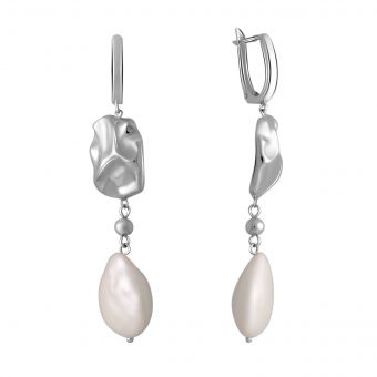 Срібні сережки з натуральним барочним перлом (2041917)