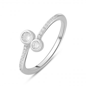 Серебряное кольцо с фианитами, вес изделия 1,41 гр (2081609) 17.5 размер