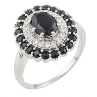 Серебряное кольцо с натуральным сапфиром 3.195ct, вес изделия 6,16 гр (0468839) 18.5 размер