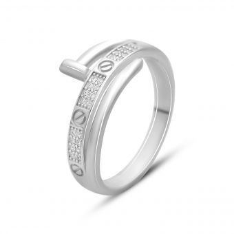 Серебряное кольцо с фианитами, вес изделия 3,5 гр (2149804) 19 размер