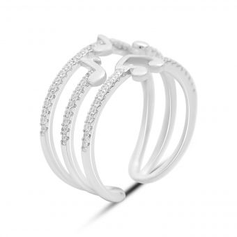Серебряное кольцо с фианитами, вес изделия 2,66 гр (2149613) adjustable размер