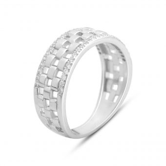 Серебряное кольцо с фианитами, вес изделия 3 гр (2144694) 18 размер