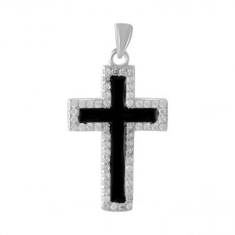 Срібний хрестик з емаллю (2080626)