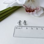 Срібні сережки з натуральним перлом, фіанітами (2152439)