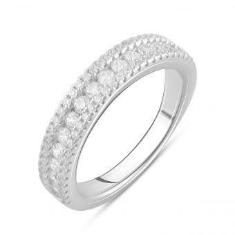 Серебряное кольцо с фианитами, вес изделия 4,2 гр (2094470) 18.5 размер