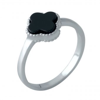 Серебряное кольцо с натуральным ониксом, вес изделия 2,19 гр (2000358) 18 размер