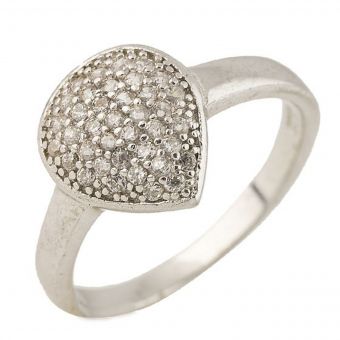 Серебряное кольцо с фианитами, вес изделия 2,5 гр (0486574)