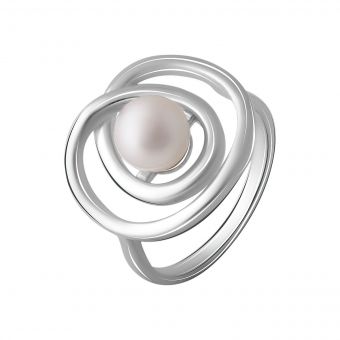 Срібне кільце з натуральним барочним перлом, вага виробу 4,78 г (2071396), розмір 18