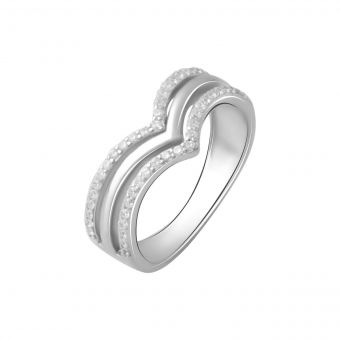 Серебряное кольцо с фианитами, вес изделия 3,15 гр (2082118) 18 размер