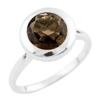 Серебряное кольцо с натуральным раухтопазом (дымчатым кварцем), вес изделия 3,86 гр (0920306) 18 размер