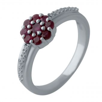 Серебряное кольцо с натуральным рубином 0.714ct, вес изделия 2,42 гр (2027768) 16.5 размер