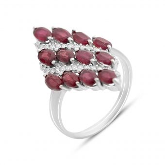 Серебряное кольцо с натуральным рубином 4.729ct, вес изделия 4,72 гр (2152972) 18 размер