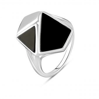 Серебряное кольцо с натуральным ониксом, вес изделия 4,79 гр (2107651) 18 размер