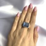 Серебряное кольцо с кошачьим глазом, вес изделия 7,85 гр (2053828) 17 размер