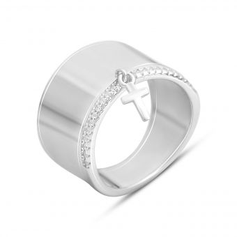 Серебряное кольцо с фианитами, вес изделия 6,64 гр (2144014) 18 размер