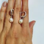 Срібні сережки з натуральним перлом (2122296)