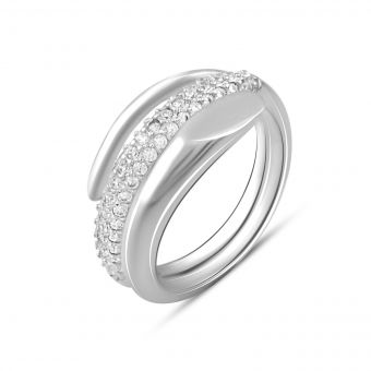 Серебряное кольцо с фианитами, вес изделия 3,52 гр (2085423) 16.5 размер