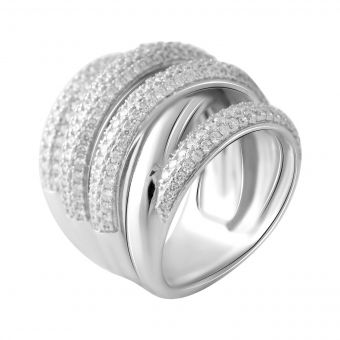 Серебряное кольцо с фианитами, вес изделия 9,51 гр (2056713) 18 размер