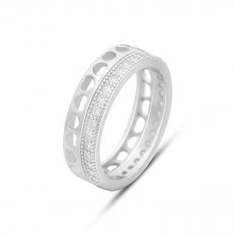 Серебряное кольцо с фианитами, вес изделия 3,29 гр (2149545) 18 размер