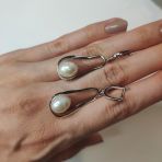 Срібні сережки з натуральним перлом (2122531)