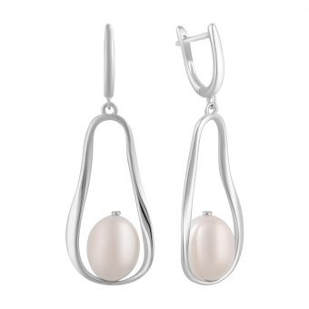 Срібні сережки з натуральним перлом (2122531)