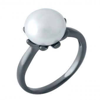 Серебряное кольцо с натуральным жемчугом, вес изделия 3,71 гр (1956984) 18.5 размер