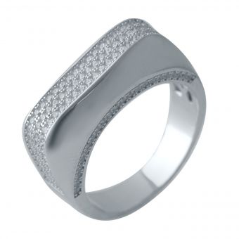 Серебряное кольцо с фианитами, вес изделия 8,09 гр (2031482) 18 размер