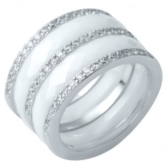 Серебряное кольцо с керамикой, вес изделия 8,56 гр (1214299) 17.5 размер