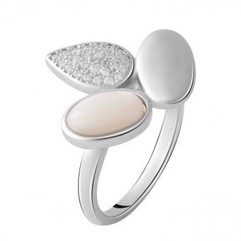 Серебряное кольцо с натуральным перламутром, вес изделия 4,11 гр (2055822) 18 размер