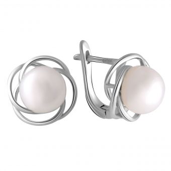 Срібні сережки з натуральним жемчугом 8.75 кт (2044024)