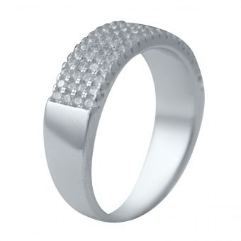 Серебряное кольцо с фианитами, вес изделия 4,75 гр (2036562) 19 размер